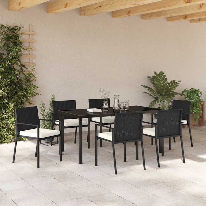 Set de masă pentru grădină 7 pcs Negru - WALTI WALTI
