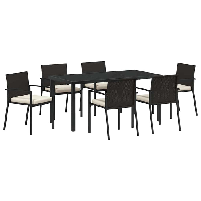 Set de masă pentru grădină 7 pcs Negru - WALTI WALTI