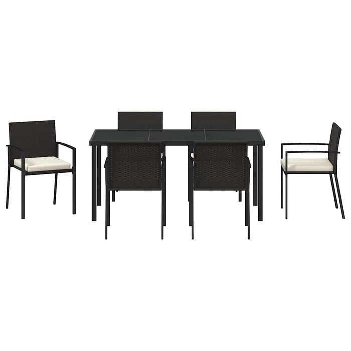 Set de masă pentru grădină 7 pcs Negru - WALTI WALTI