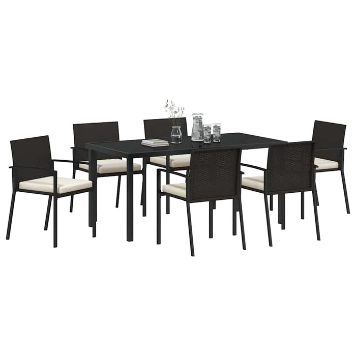 Set de masă pentru grădină 7 pcs Negru - WALTI WALTI