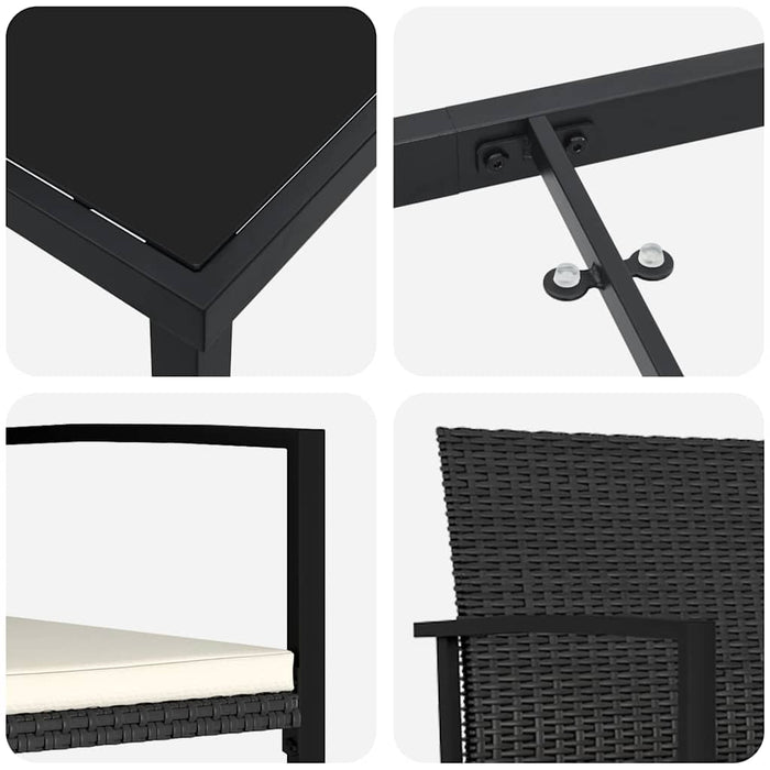 Set de masă pentru grădină 7 pcs Negru - WALTI WALTI