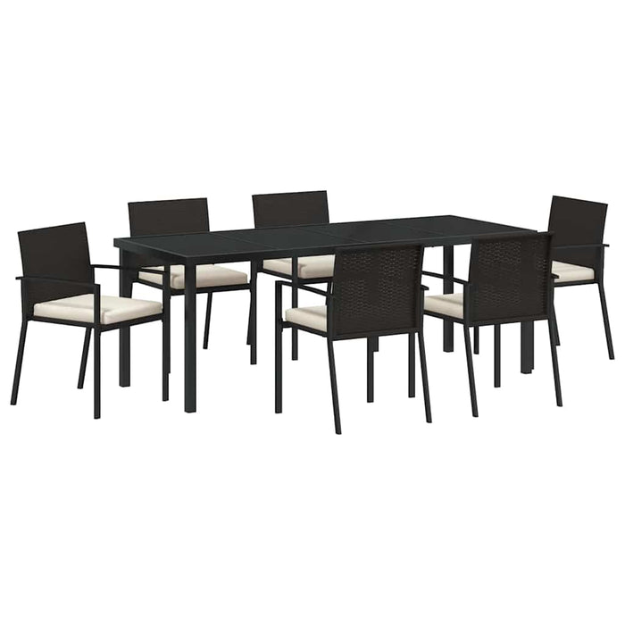 Set de masă pentru grădină 7 pcs Negru - WALTI WALTI