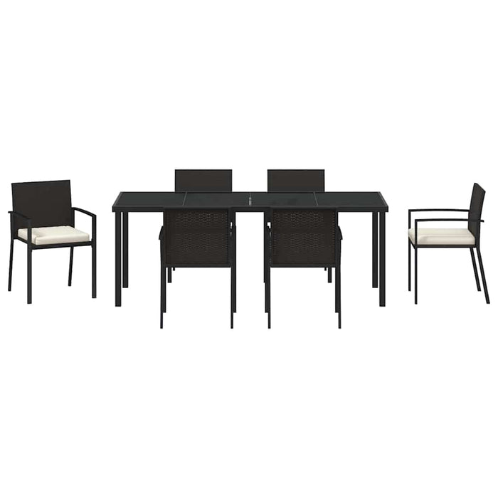 Set de masă pentru grădină 7 pcs Negru - WALTI WALTI