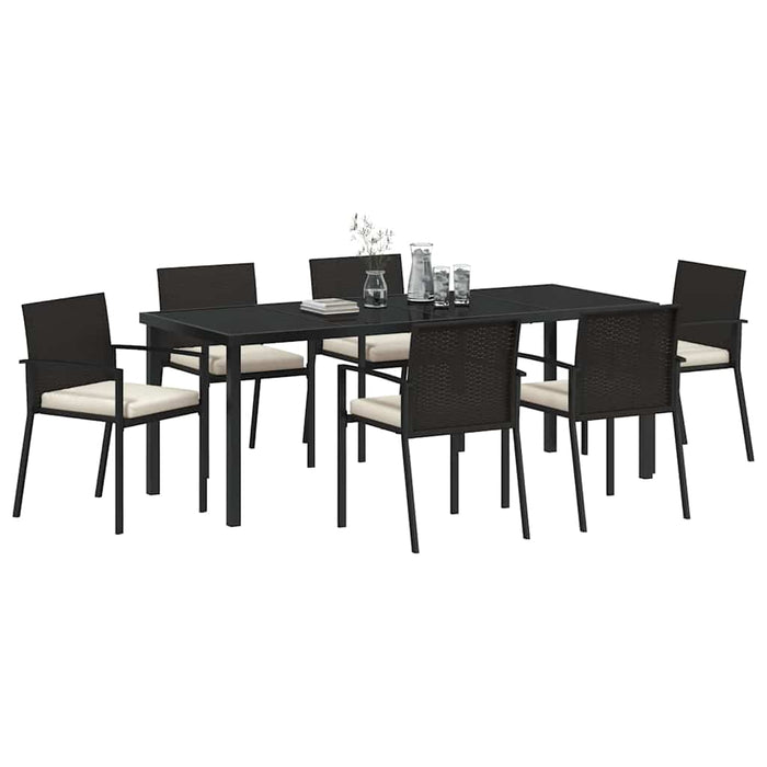 Set de masă pentru grădină 7 pcs Negru - WALTI WALTI