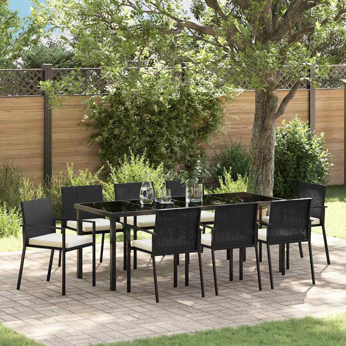 Set de masă pentru grădină 9 pcs Negru - WALTI WALTI