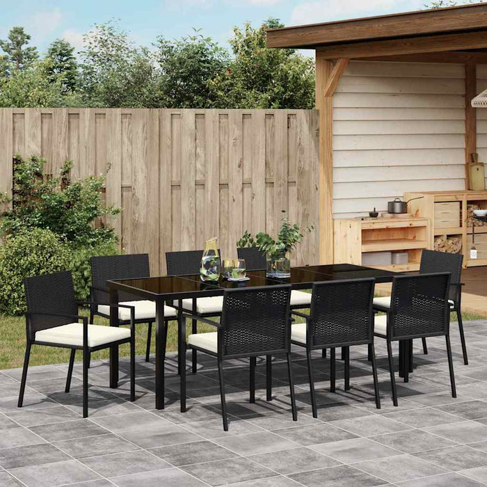 Set de masă pentru grădină 9 pcs Negru - WALTI WALTI