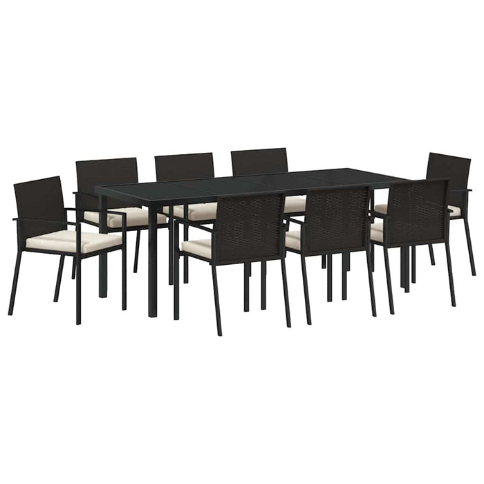 Set de masă pentru grădină 9 pcs Negru - WALTI WALTI