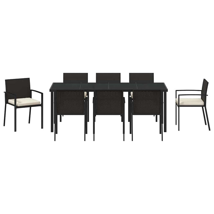 Set de masă pentru grădină 9 pcs Negru - WALTI WALTI
