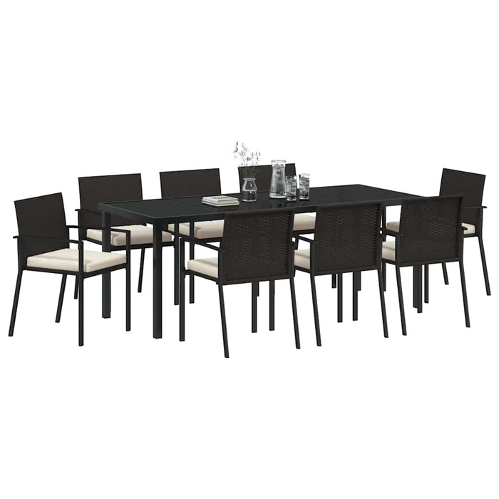 Set de masă pentru grădină 9 pcs Negru - WALTI WALTI