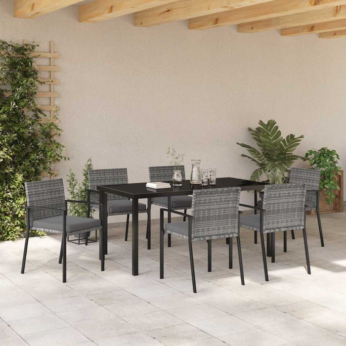 Set de masă pentru grădină 7 pcs Gri Oțel vopsit electrostatic - WALTI WALTI