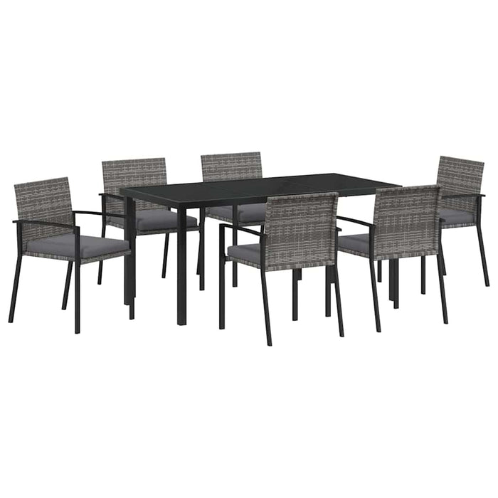 Set de masă pentru grădină 7 pcs Gri Oțel vopsit electrostatic - WALTI WALTI