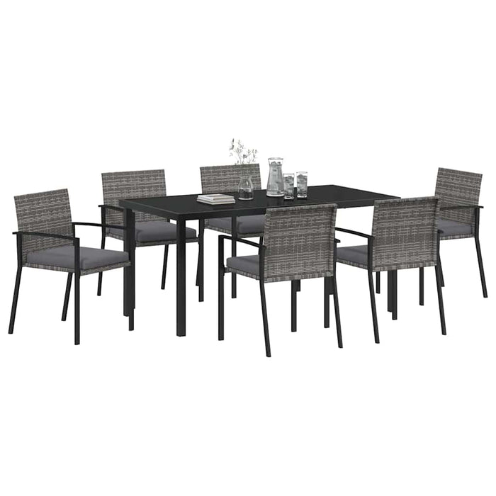 Set de masă pentru grădină 7 pcs Gri Oțel vopsit electrostatic - WALTI WALTI
