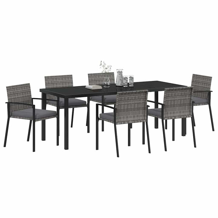 Set de masă pentru grădină 6 pcs Gri Oțel vopsit electrostatic - WALTI WALTI