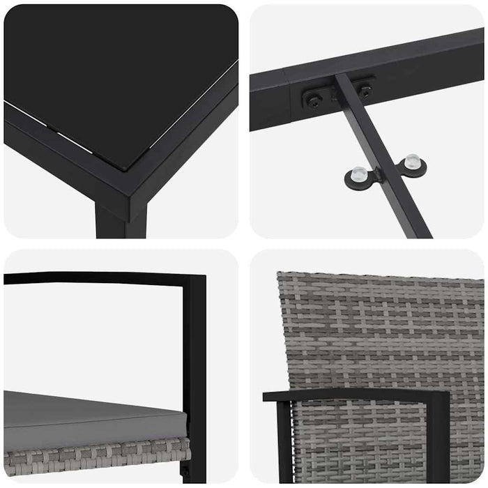 Set de masă pentru grădină 9 pcs Gri Oțel vopsit electrostatic - WALTI WALTI
