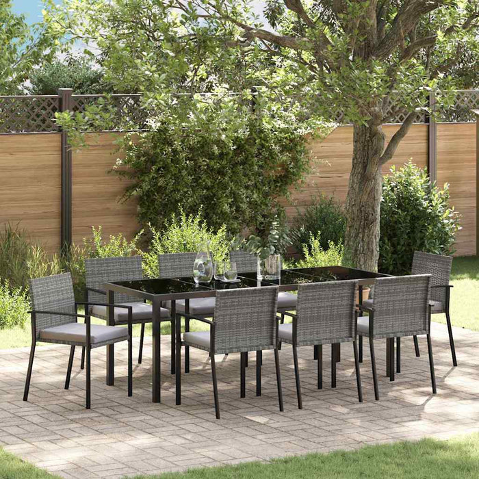 Set de masă pentru grădină 9 pcs Gri Oțel vopsit electrostatic - WALTI WALTI