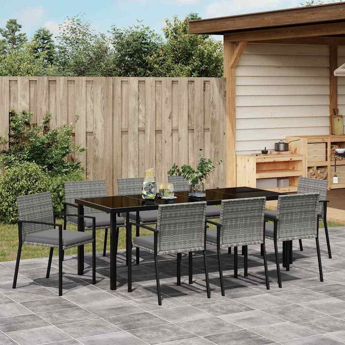 Set de masă pentru grădină 9 pcs Gri Oțel vopsit electrostatic - WALTI WALTI