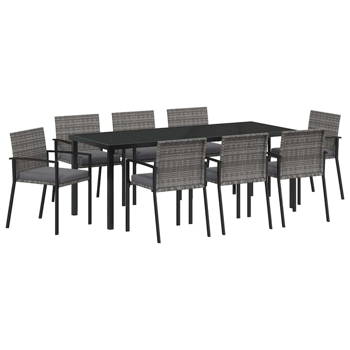 Set de masă pentru grădină 9 pcs Gri Oțel vopsit electrostatic - WALTI WALTI