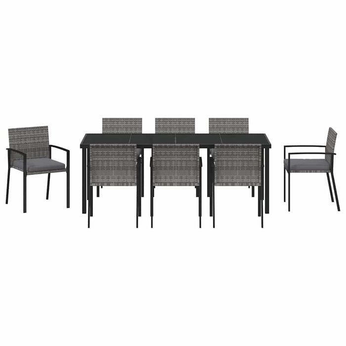 Set de masă pentru grădină 9 pcs Gri Oțel vopsit electrostatic - WALTI WALTI