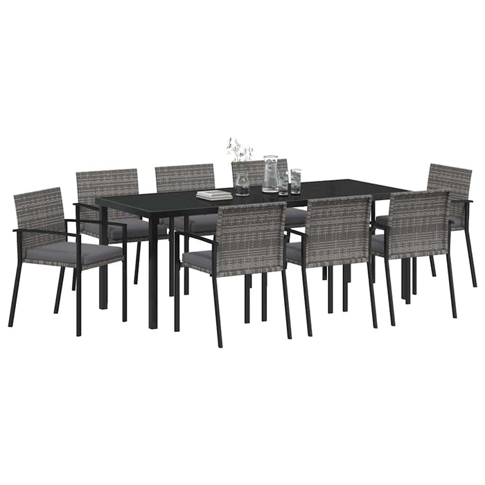 Set de masă pentru grădină 9 pcs Gri Oțel vopsit electrostatic - WALTI WALTI