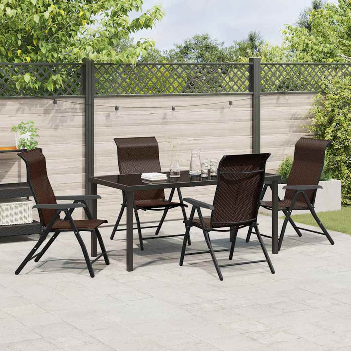Set de masă pentru grădină 5 pcs Maro Oțel vopsit electrostatic WALTI