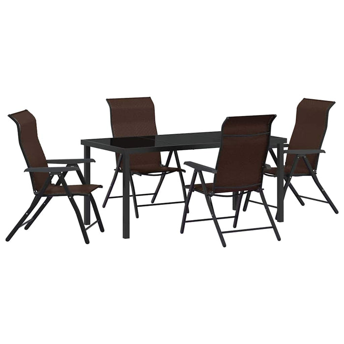 Set de masă pentru grădină 5 pcs Maro Oțel vopsit electrostatic WALTI