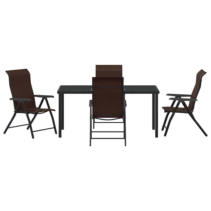 Set de masă pentru grădină 5 pcs Maro Oțel vopsit electrostatic WALTI