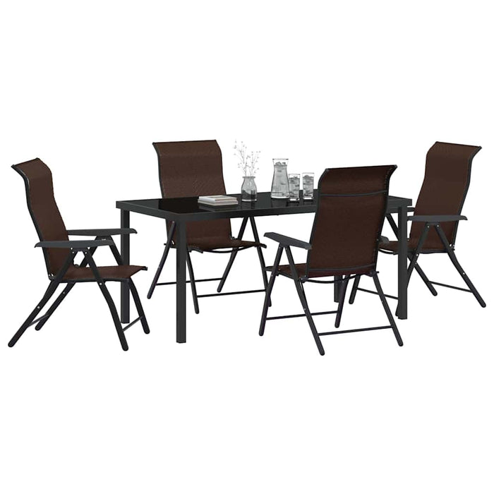Set de masă pentru grădină 5 pcs Maro Oțel vopsit electrostatic WALTI