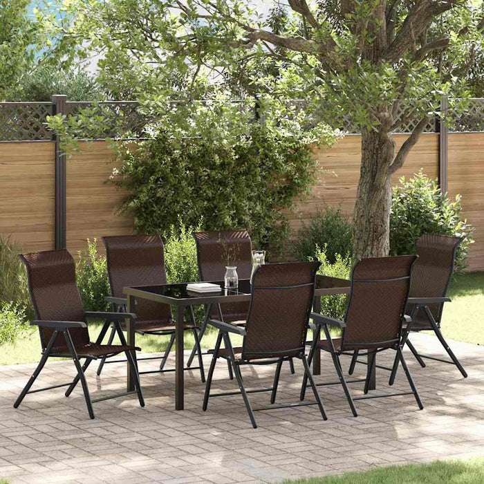 Set de masă pentru grădină 7 pcs Maro Oțel vopsit electrostatic WALTI