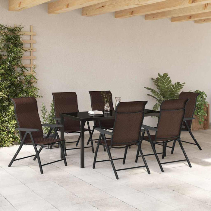 Set de masă pentru grădină 7 pcs Maro Oțel vopsit electrostatic WALTI