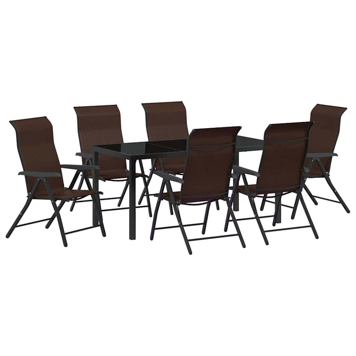 Set de masă pentru grădină 7 pcs Maro Oțel vopsit electrostatic WALTI