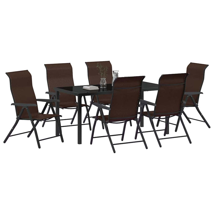 Set de masă pentru grădină 7 pcs Maro Oțel vopsit electrostatic WALTI
