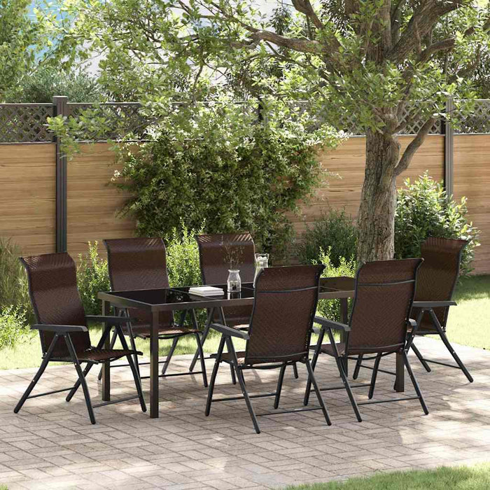 Set de masă pentru grădină 7 pcs Maro Oțel vopsit electrostatic - WALTI WALTI