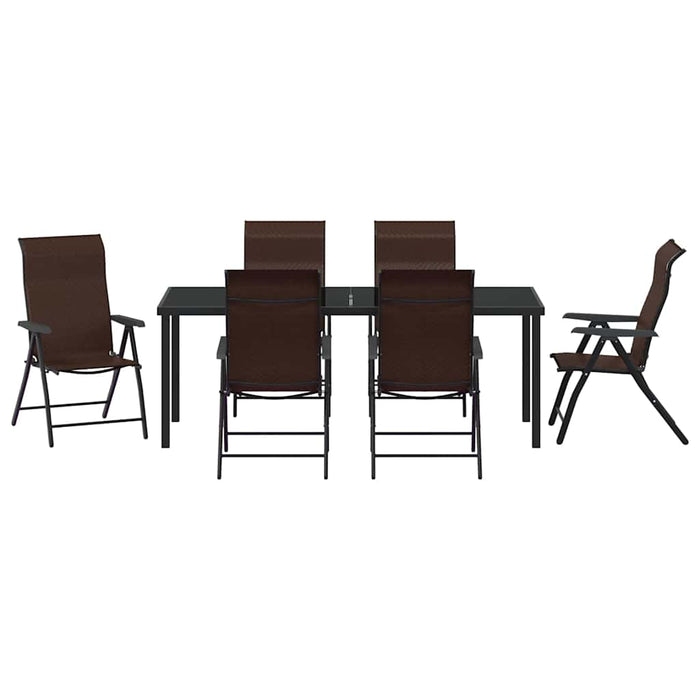 Set de masă pentru grădină 7 pcs Maro Oțel vopsit electrostatic - WALTI WALTI