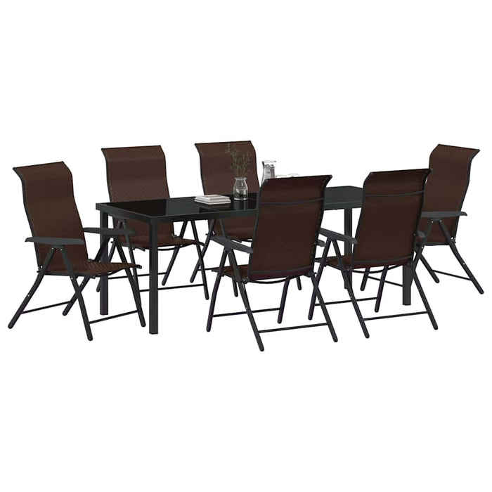 Set de masă pentru grădină 7 pcs Maro Oțel vopsit electrostatic - WALTI WALTI