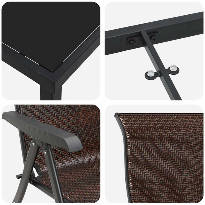 Set de masă pentru grădină 9 pcs Maro Oțel vopsit electrostatic - WALTI WALTI