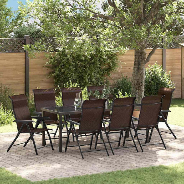 Set de masă pentru grădină 9 pcs Maro Oțel vopsit electrostatic - WALTI WALTI