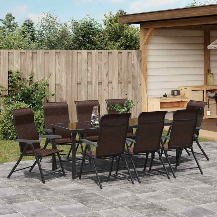 Set de masă pentru grădină 9 pcs Maro Oțel vopsit electrostatic - WALTI WALTI