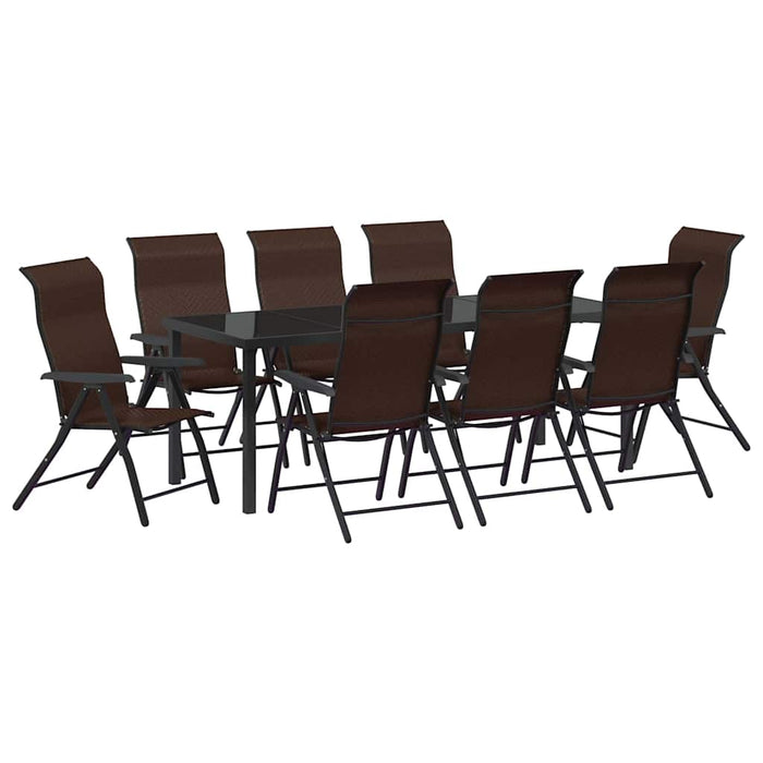 Set de masă pentru grădină 9 pcs Maro Oțel vopsit electrostatic - WALTI WALTI