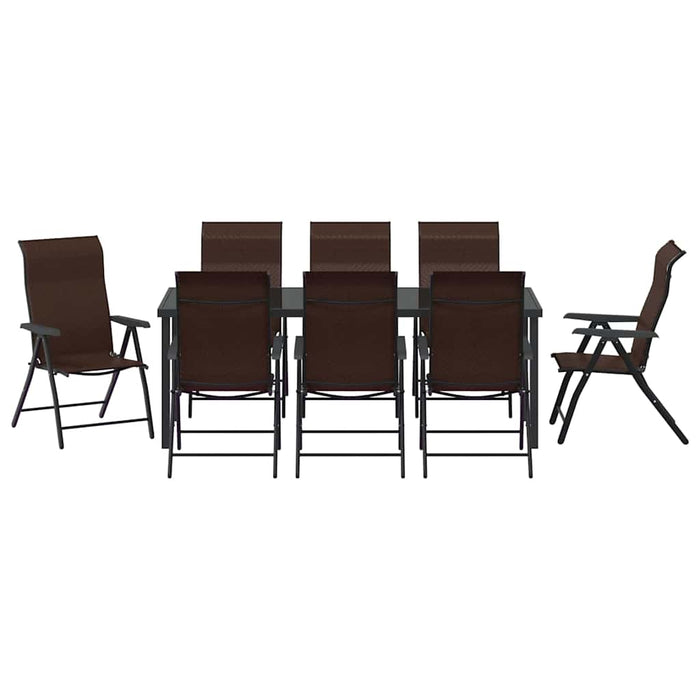 Set de masă pentru grădină 9 pcs Maro Oțel vopsit electrostatic - WALTI WALTI
