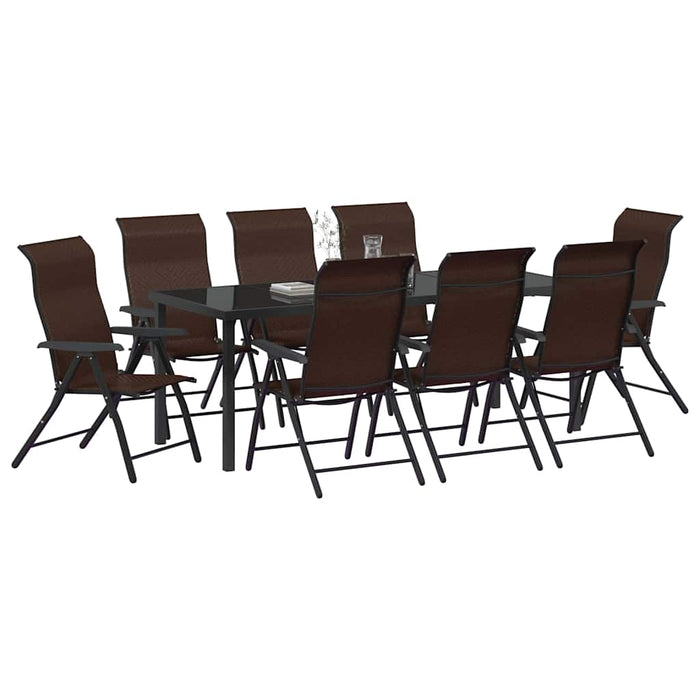 Set de masă pentru grădină 9 pcs Maro Oțel vopsit electrostatic - WALTI WALTI