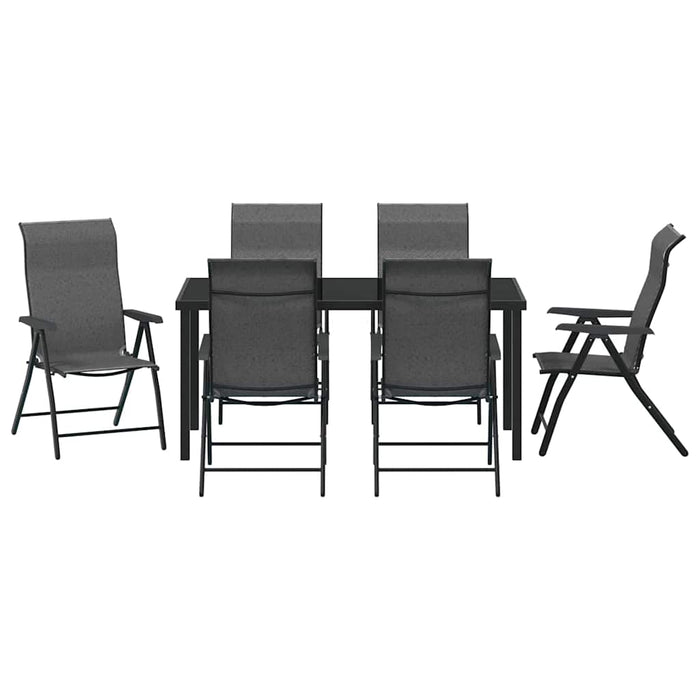 Set de masă pentru grădină 7 pcs Gri Oțel vopsit electrostatic WALTI