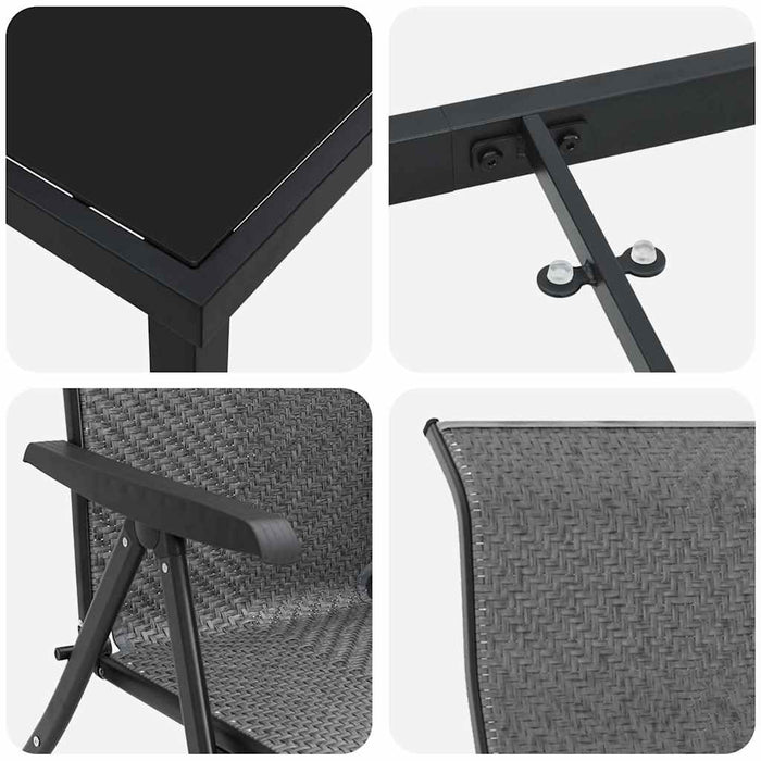 Set de masă pentru grădină 7 pcs Gri Oțel vopsit electrostatic - WALTI WALTI