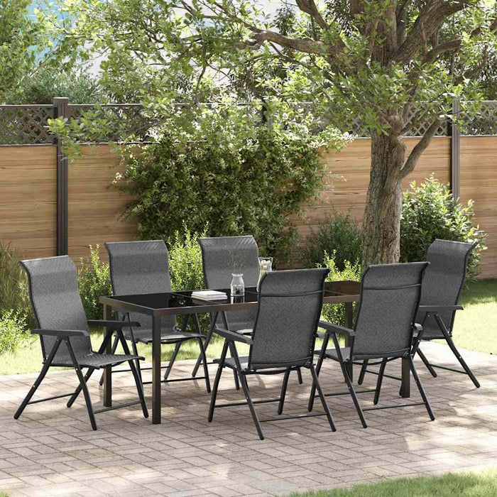 Set de masă pentru grădină 7 pcs Gri Oțel vopsit electrostatic - WALTI WALTI