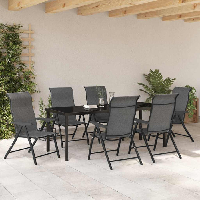 Set de masă pentru grădină 7 pcs Gri Oțel vopsit electrostatic - WALTI WALTI