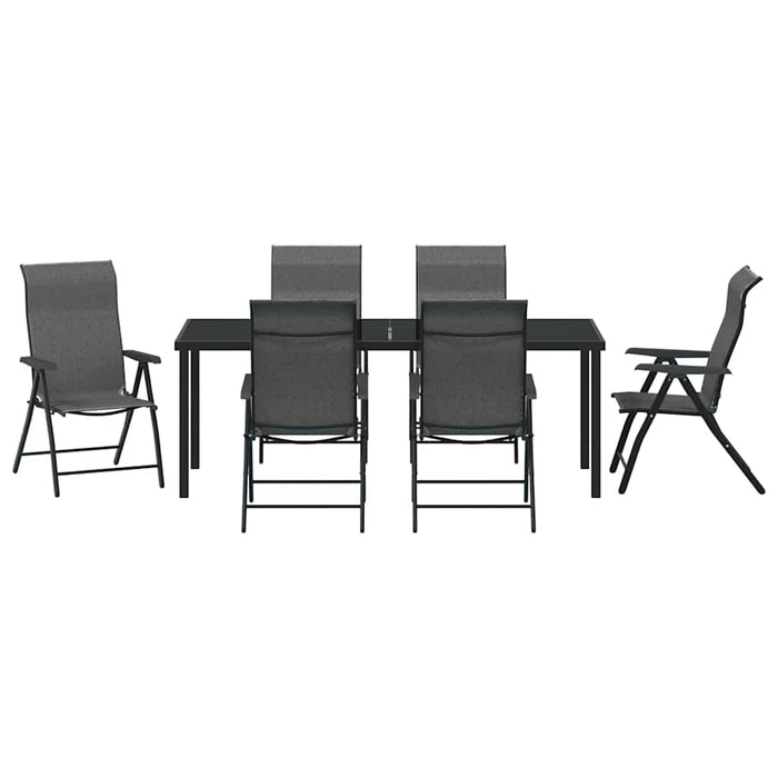 Set de masă pentru grădină 7 pcs Gri Oțel vopsit electrostatic - WALTI WALTI