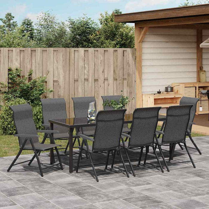 Set de masă pentru grădină 9 pcs Gri Oțel vopsit electrostatic - WALTI WALTI