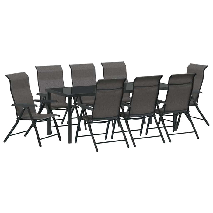Set de masă pentru grădină 9 pcs Gri Oțel vopsit electrostatic - WALTI WALTI