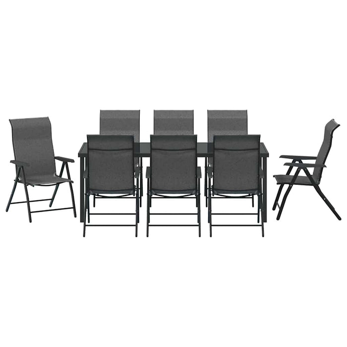 Set de masă pentru grădină 9 pcs Gri Oțel vopsit electrostatic - WALTI WALTI