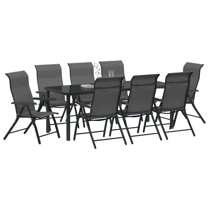 Set de masă pentru grădină 9 pcs Gri Oțel vopsit electrostatic - WALTI WALTI