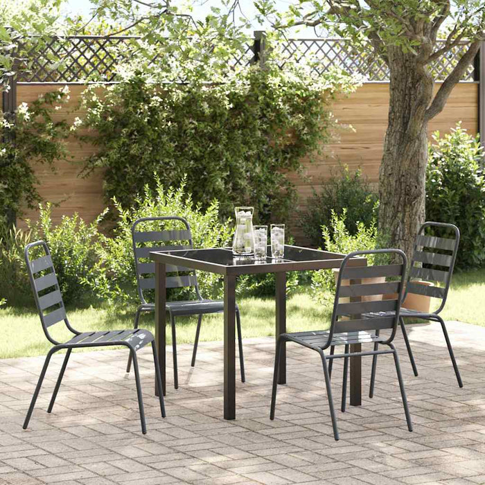 Set de dining pentru grădină, 5 piese, , gri închis, din oțel. - WALTI WALTI